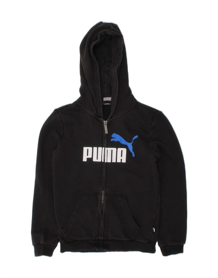 PUMA Boys Graphic Zip Hoodie Sweater 7-8 Years Black Cotton Vintage Puma and Second-Hand Puma from Messina Hembry 