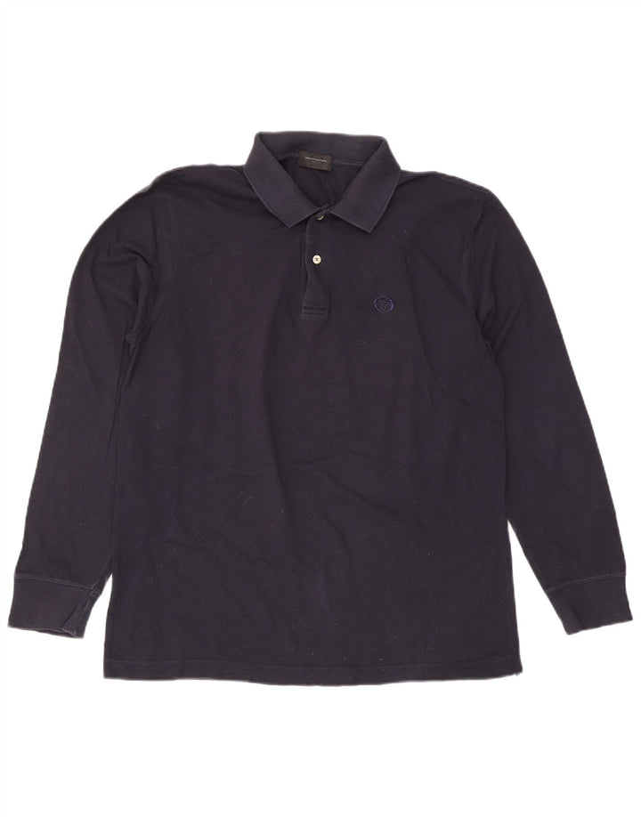 Camisa pólo masculina de manga comprida Sergio Tacchini grande azul marinho