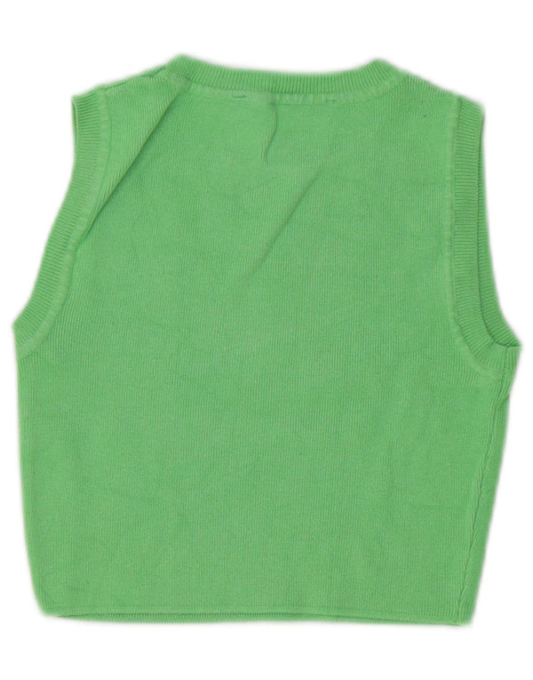 Zara Womens Crop Vest Top UK 10 Small Green Viscose