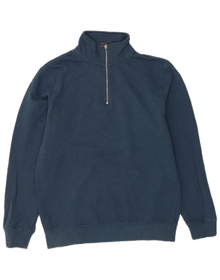 Moletom masculino John Lewis com zíper e gola em algodão azul marinho pequeno