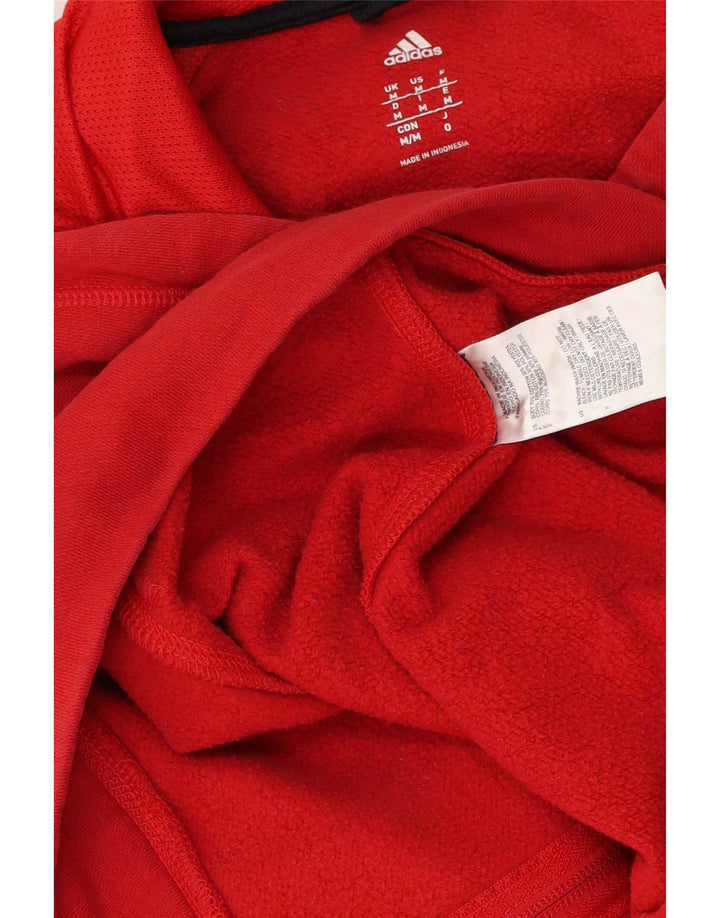 Adidas masculino zip moletom com capuz médio algodão vermelho