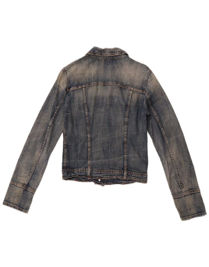 Jaqueta jeans feminina BENETTON UK 10 algodão azul pequeno
