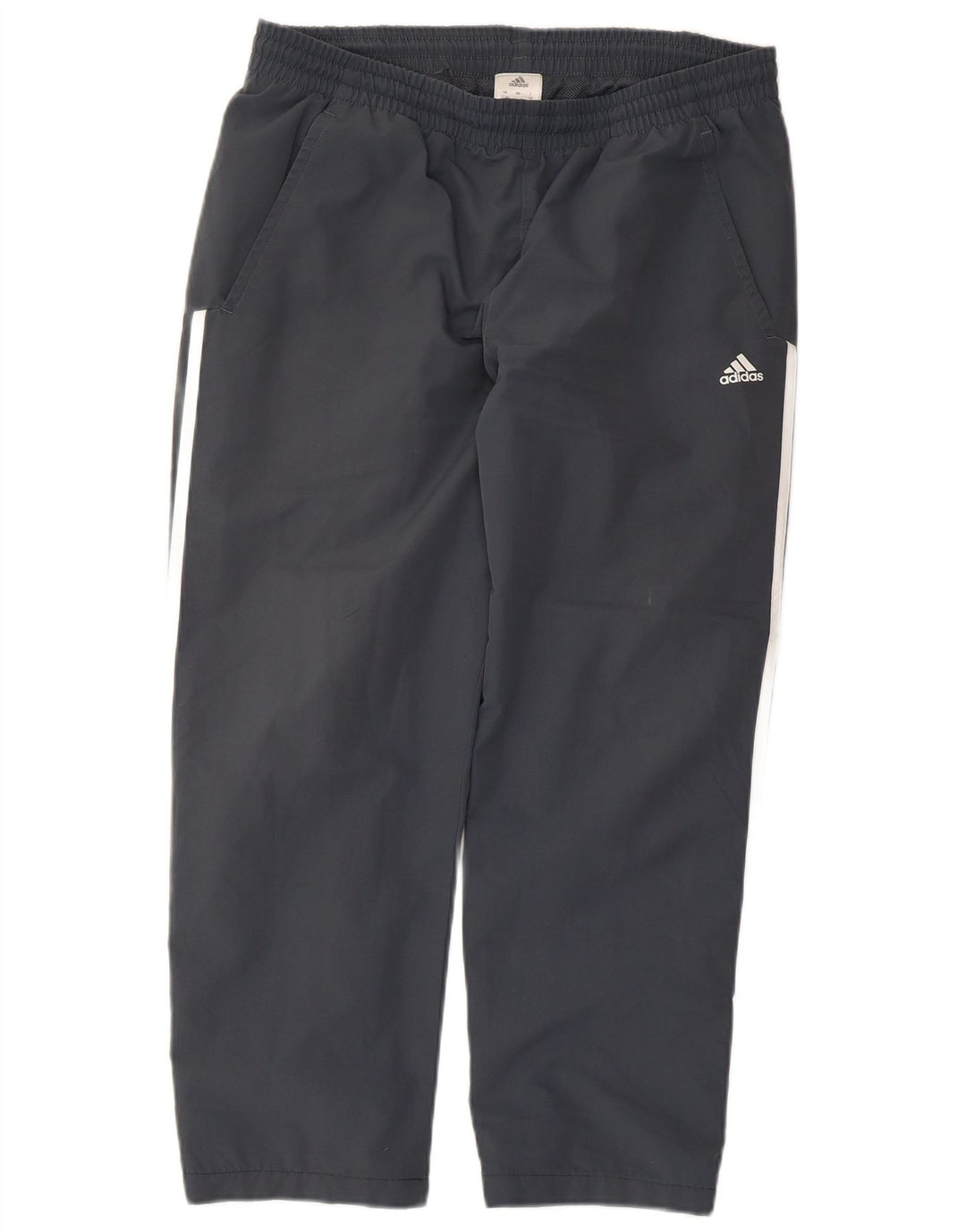 Calças de treino masculinas Adidas UK 42/44 poliéster cinza grande