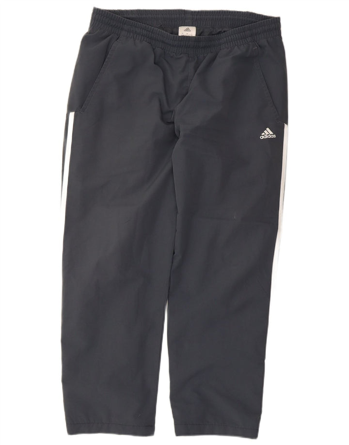 Calças de treino masculinas Adidas UK 42/44 poliéster cinza grande
