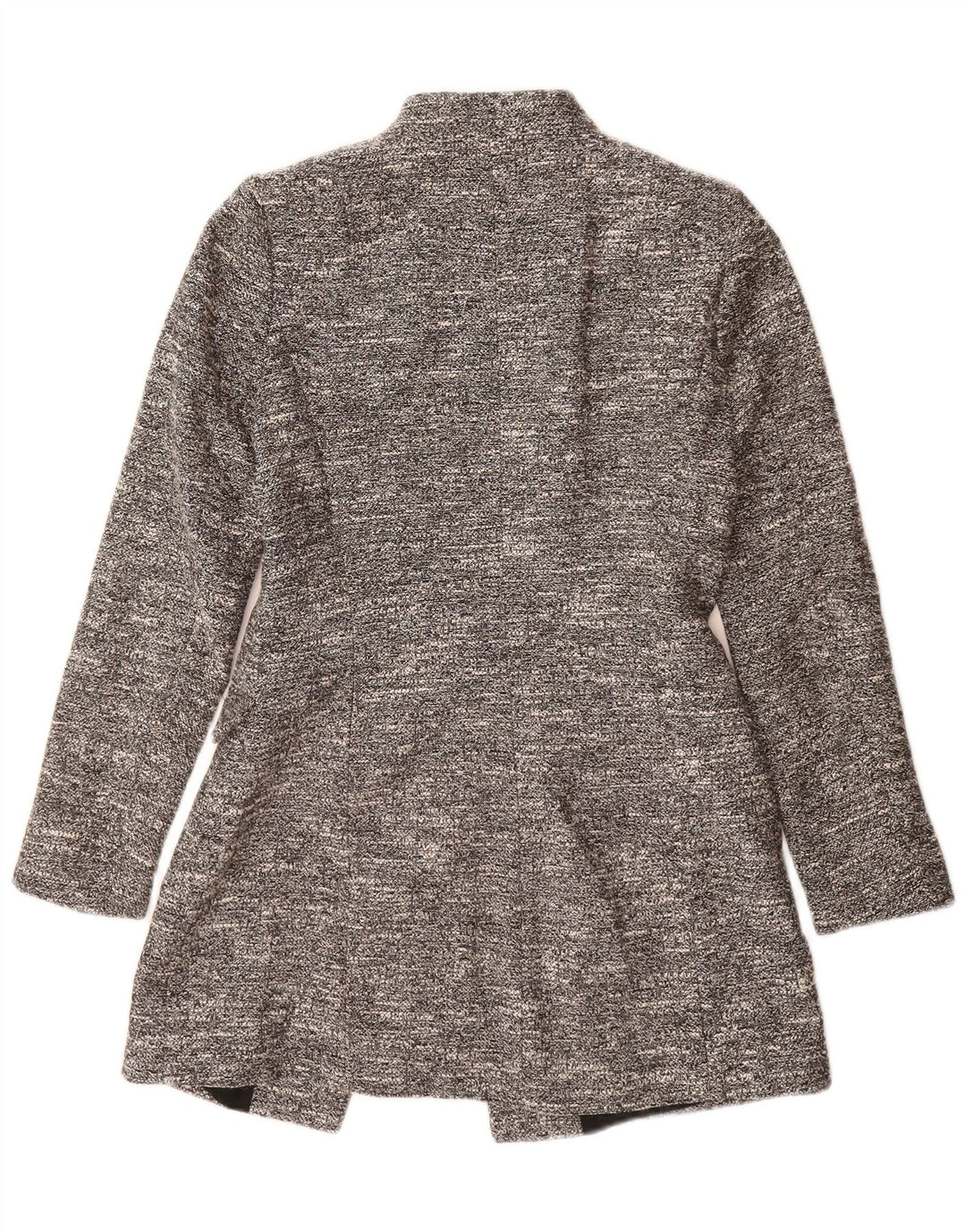 Sobretudo aberto feminino Zara UK 10 pequeno algodão manchado cinza
