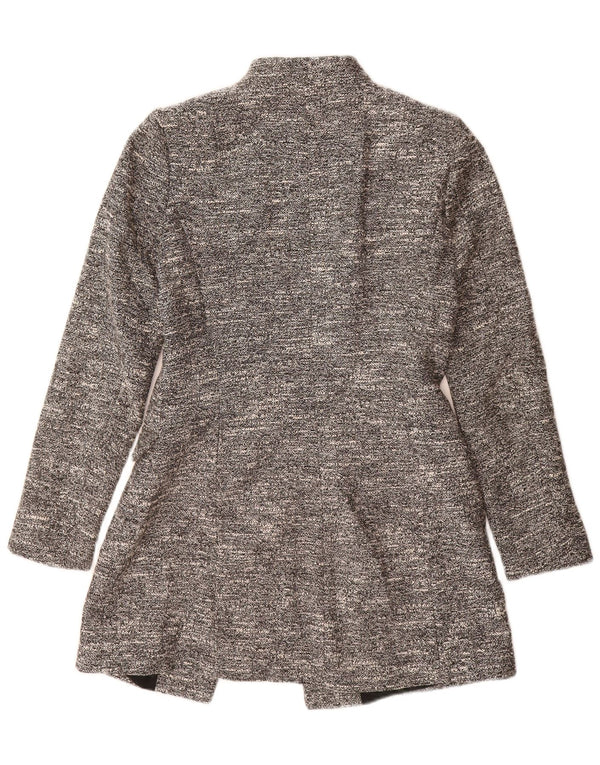 Sobretudo aberto feminino Zara UK 10 pequeno algodão manchado cinza