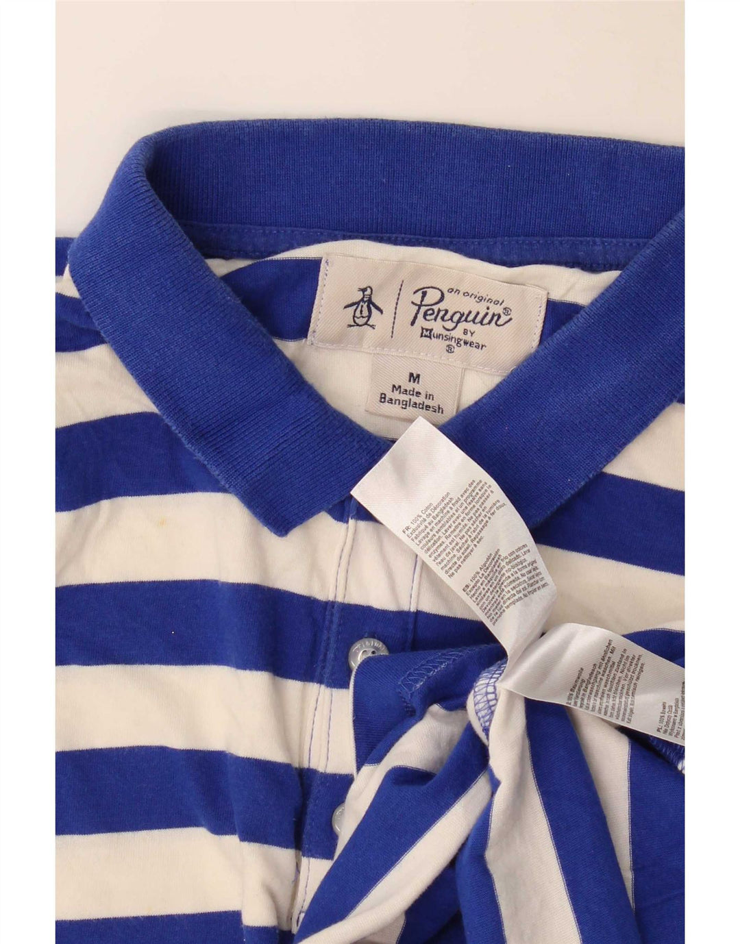 Camisa polo masculina de ajuste regular da Penguin, algodão listrado azul médio
