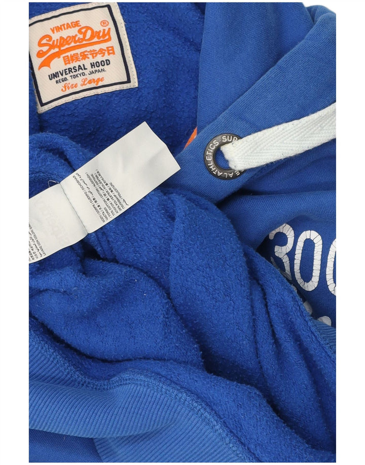 Suéter Superdry masculino com capuz gráfico grande algodão azul