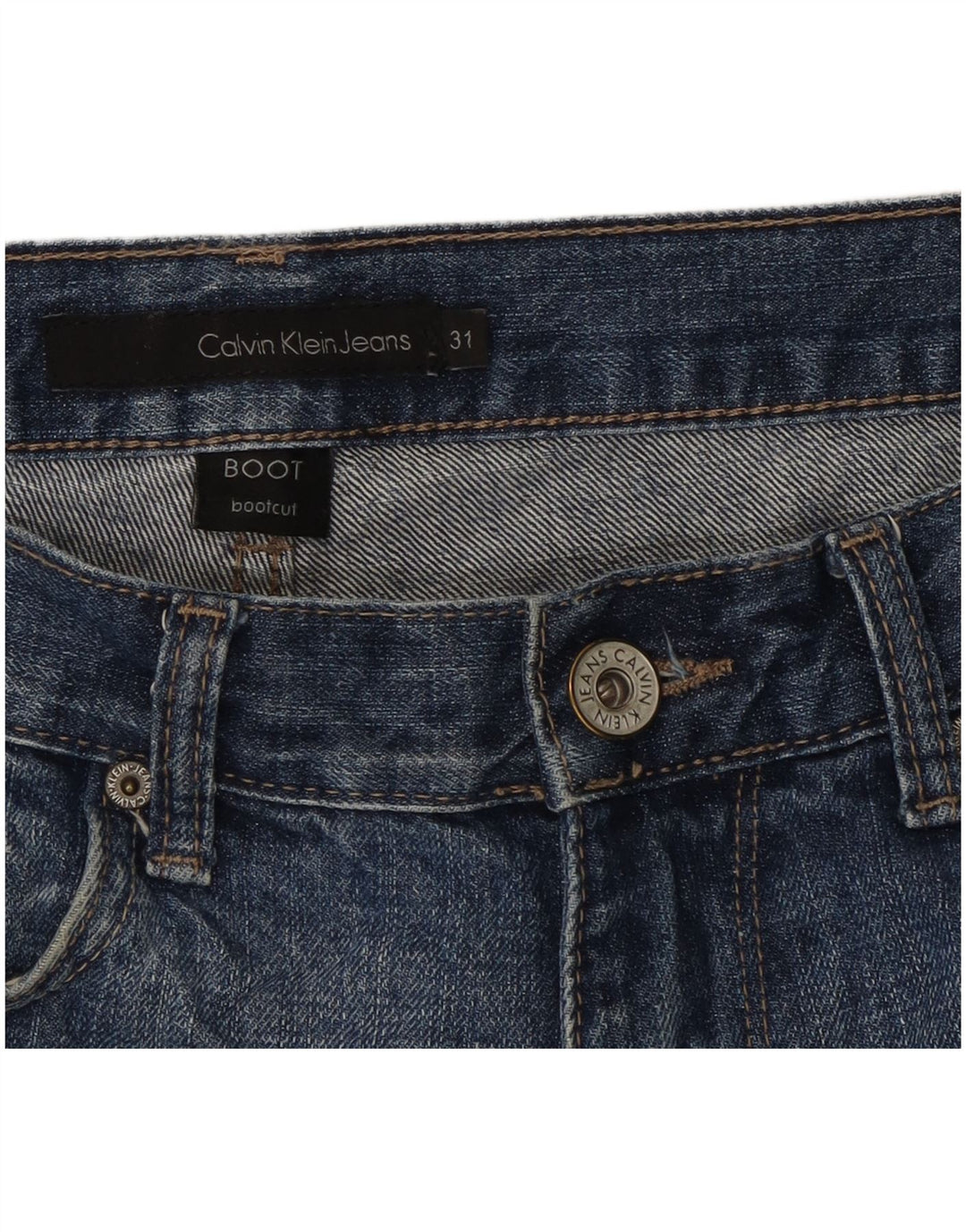 Calvin Klein Masculino Bootcut Jeans W31 L32 Azul Algodão