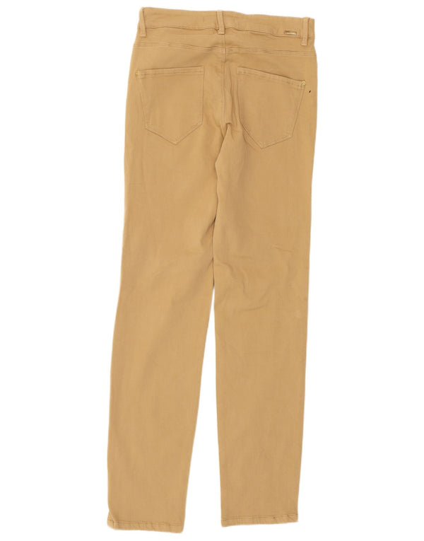 Zara Calça feminina casual slim UE 38 pequena W28 L30 algodão bege