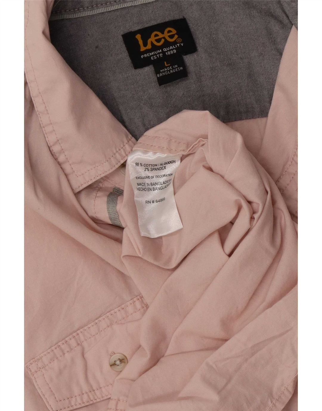 Camisa masculina de manga curta Lee grande algodão rosa