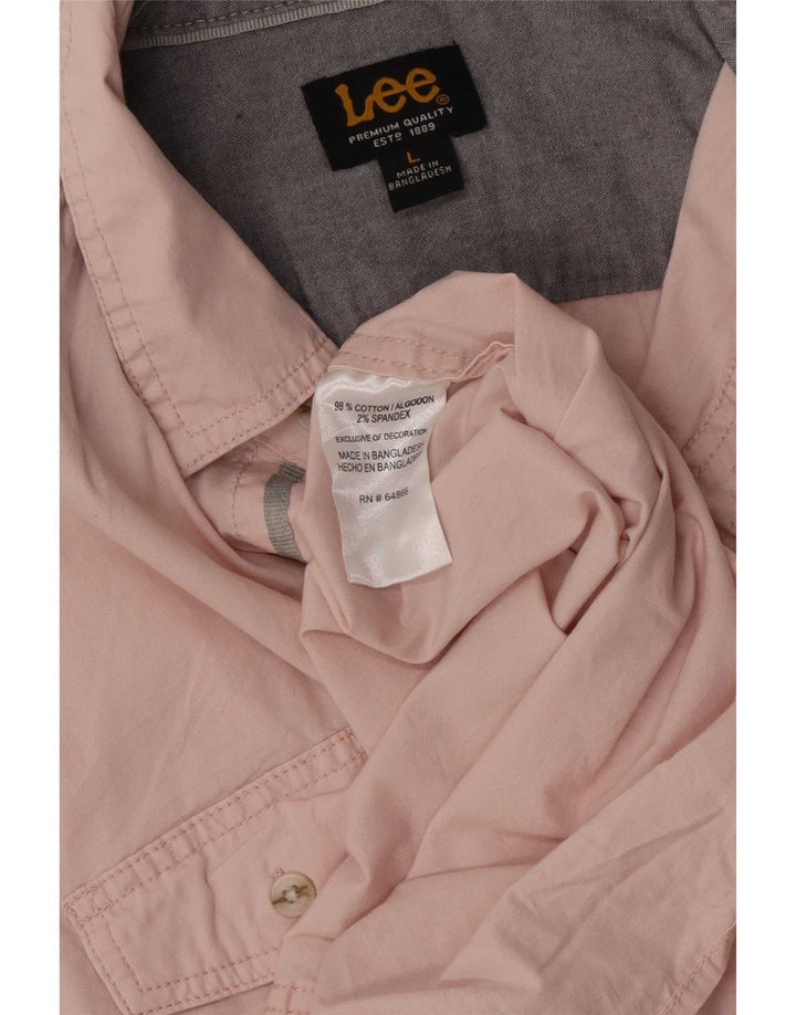 Camisa masculina de manga curta Lee grande algodão rosa