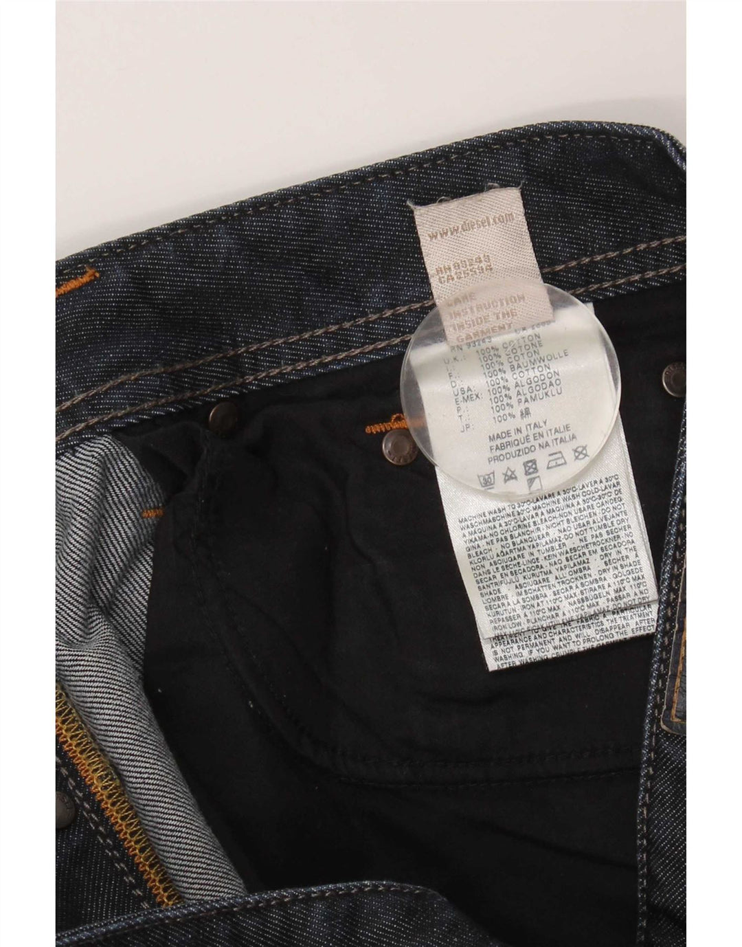 Jeans retos masculinos Diesel W32 L27 algodão azul marinho