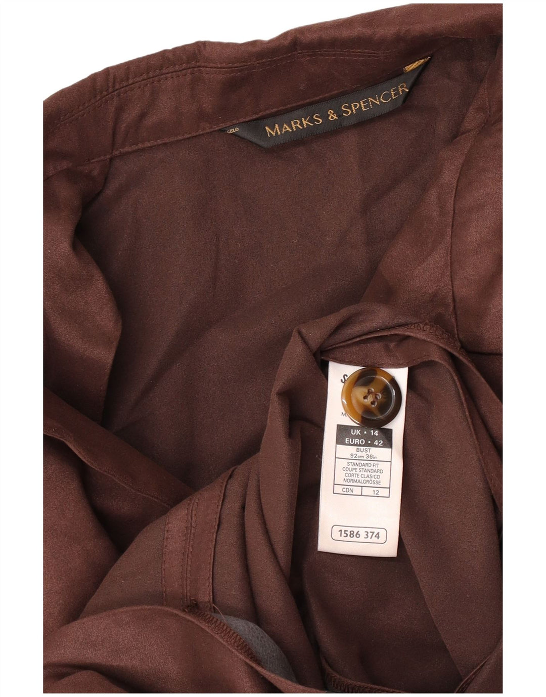 Jaqueta blazer feminina de 3 botões Marks & Spencer Reino Unido 14 grande marrom poliéster