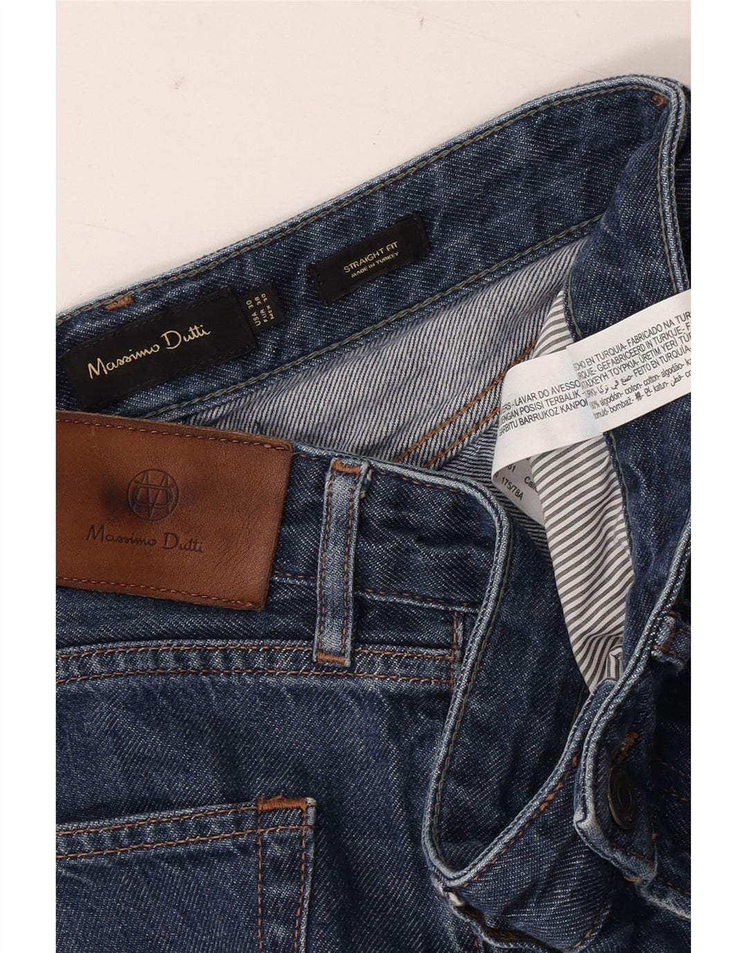 Calça jeans reta masculina MASSIMO DUTTI EU 38 pequena W30 L30 algodão azul