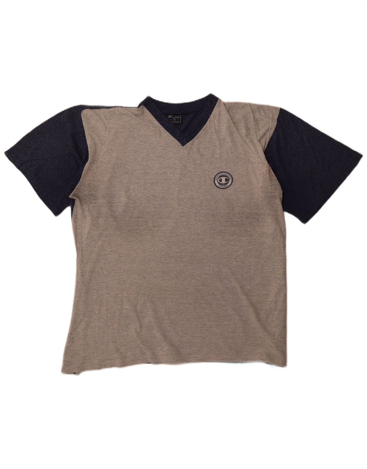 CAMPEÃO Camiseta masculina Top 2XL Algodão Colourblock Cinza