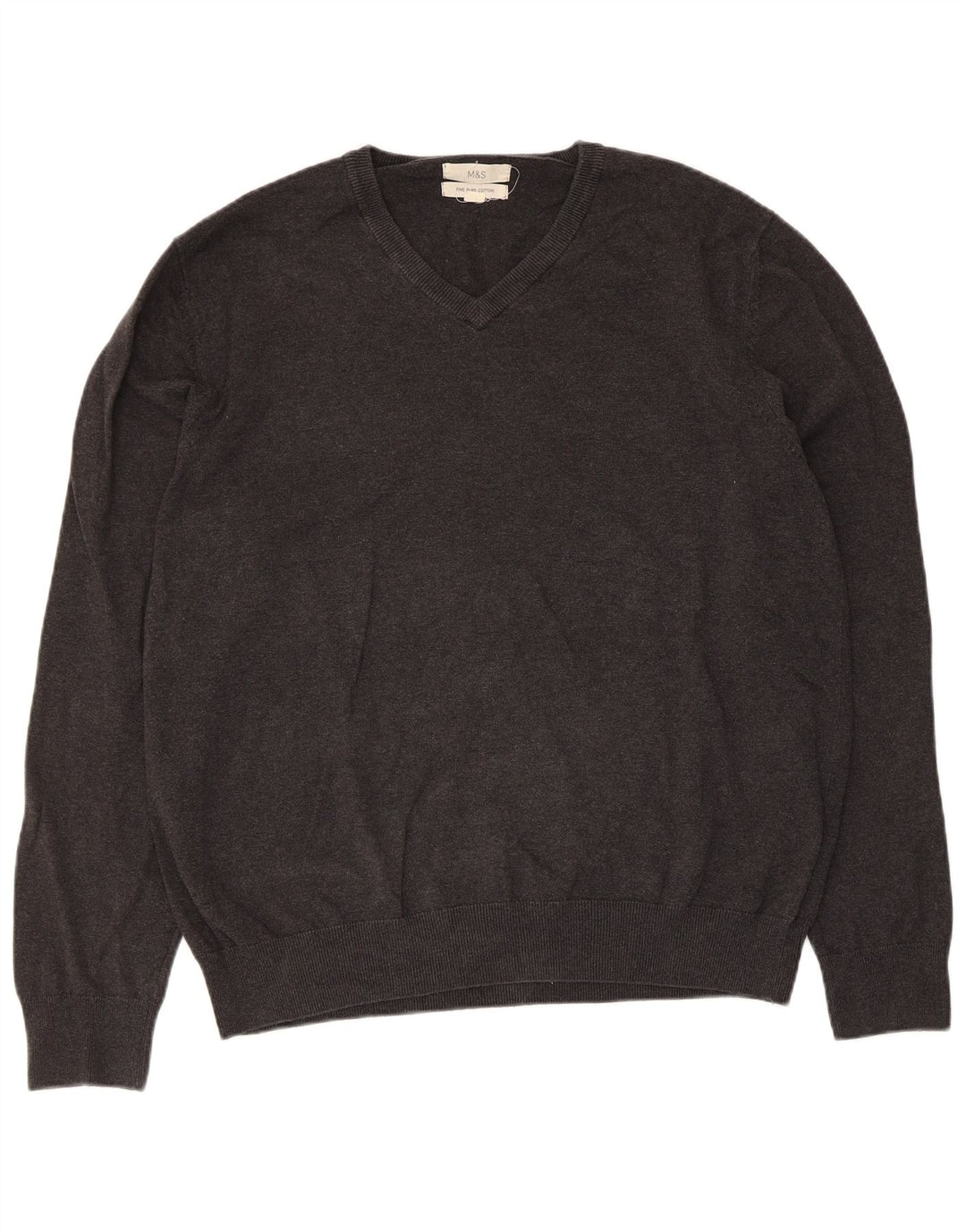 Suéter masculino Marks & Spencer com decote em V XL algodão cinza