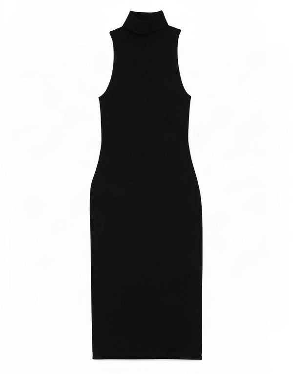 Zara vestido feminino sem mangas sem mangas UK 12 algodão preto médio