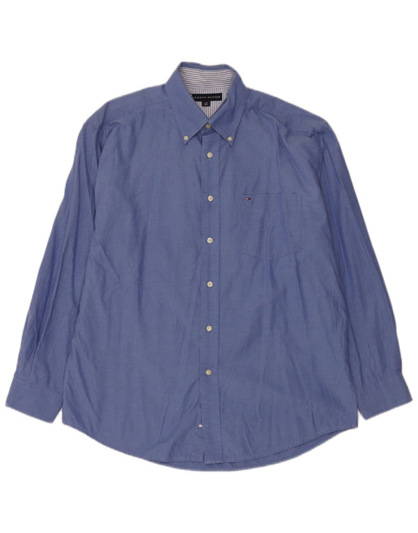Camisa masculina Tommy Hilfiger grande algodão azul