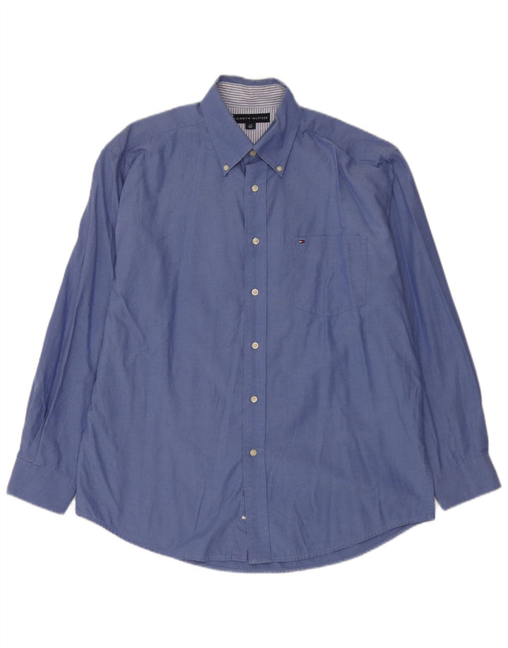 Camisa masculina Tommy Hilfiger grande algodão azul