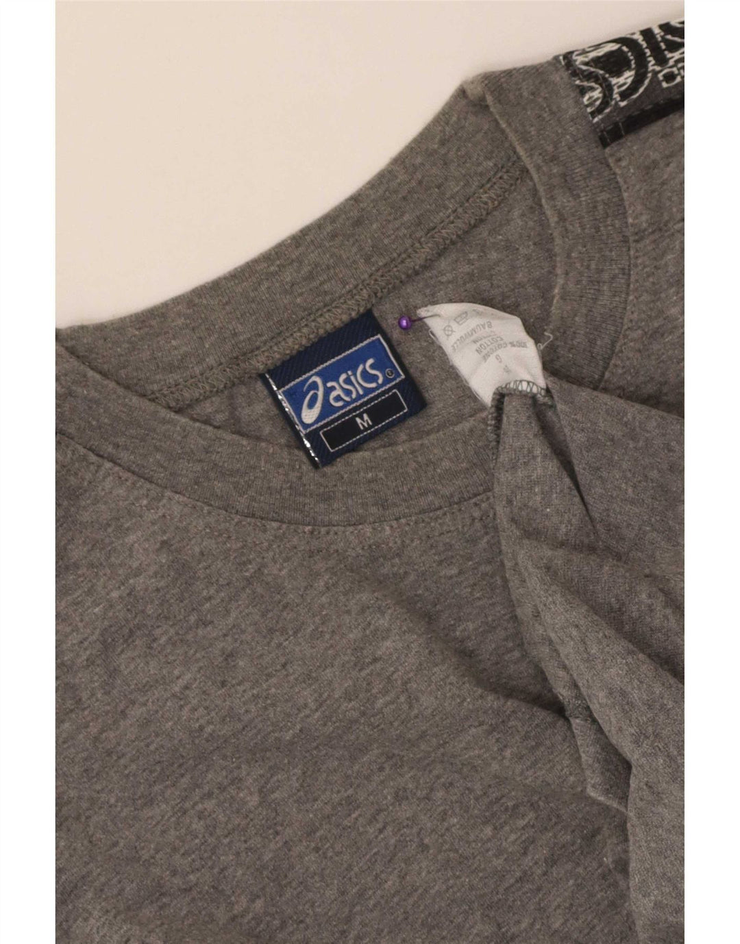 Camiseta gráfica masculina Asics Top cinza médio algodão manchado