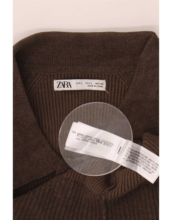 Suéter masculino Zara com gola polo grande poliéster marrom