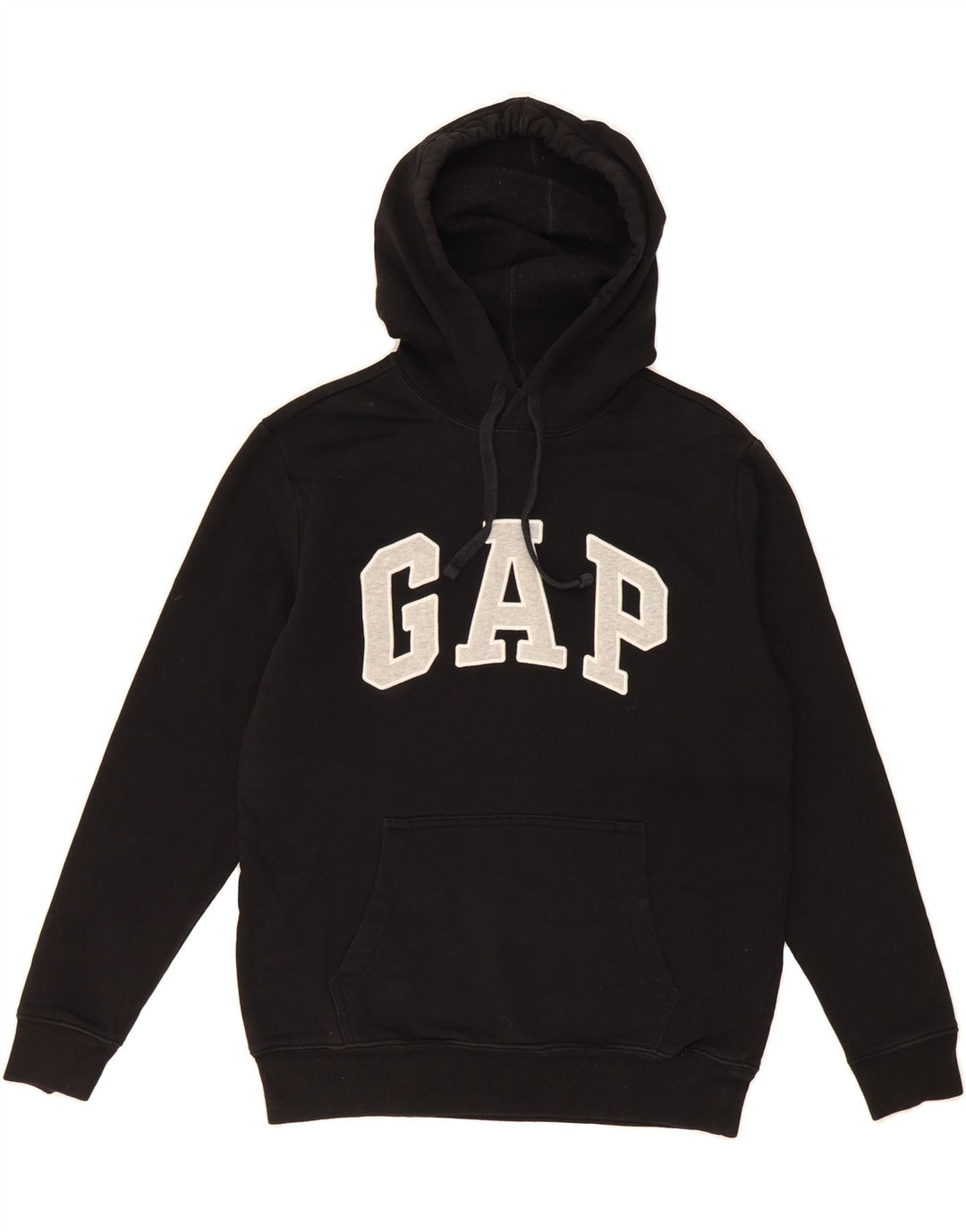 GAP Mens Graphic Hoodie Jumper XS Black Cotton Vintage Gap and Second-Hand Gap from Messina Hembry 