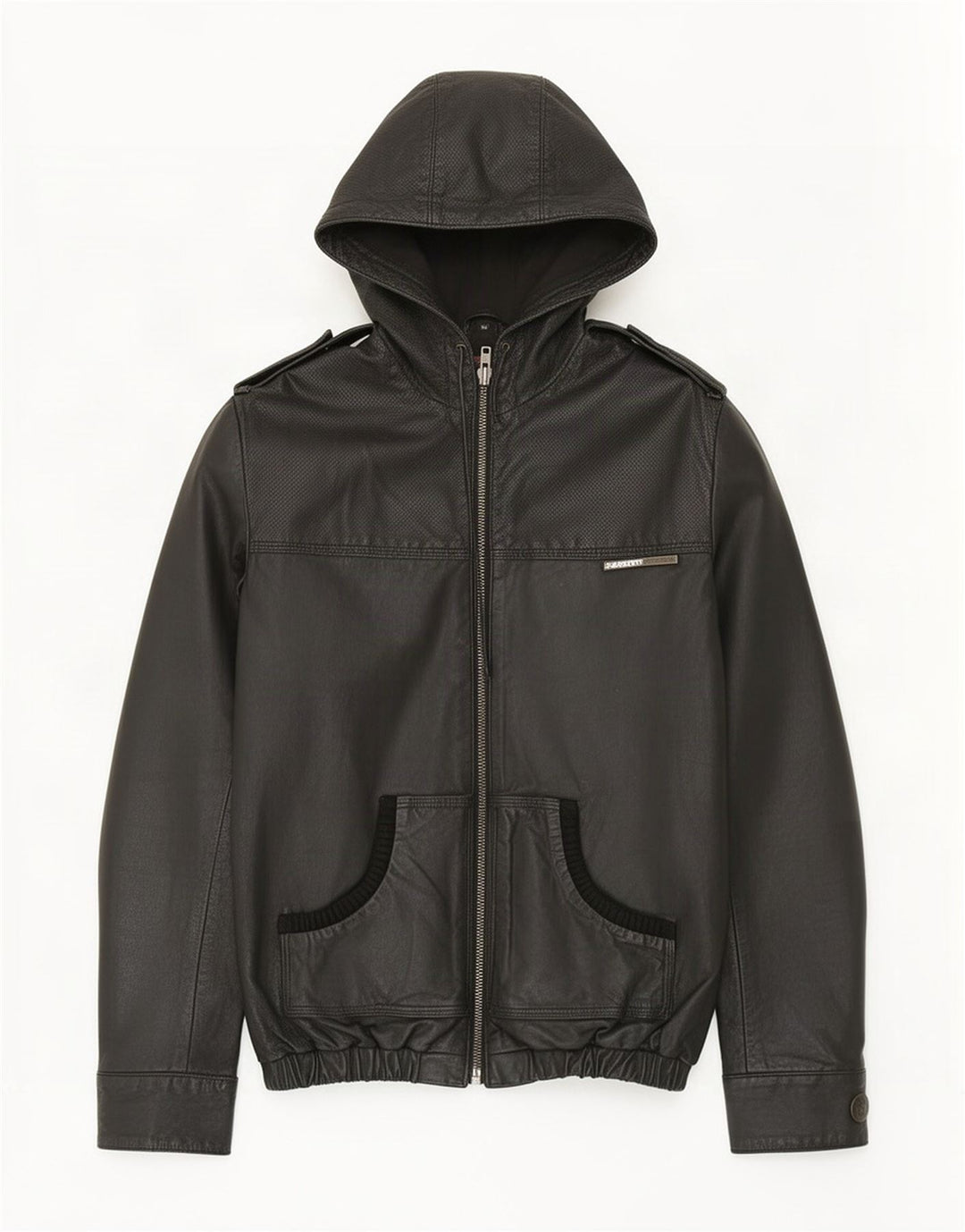 Jaqueta de couro com capuz militar masculina Superdry Reino Unido 38 médio preto