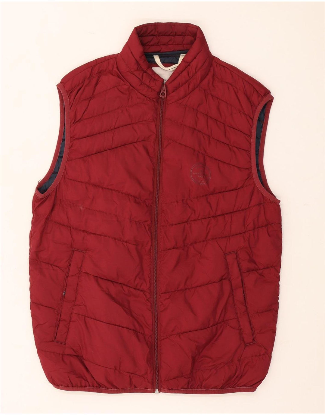 Colete acolchoado masculino Jack & Jones UK 38 poliéster cor de vinho médio