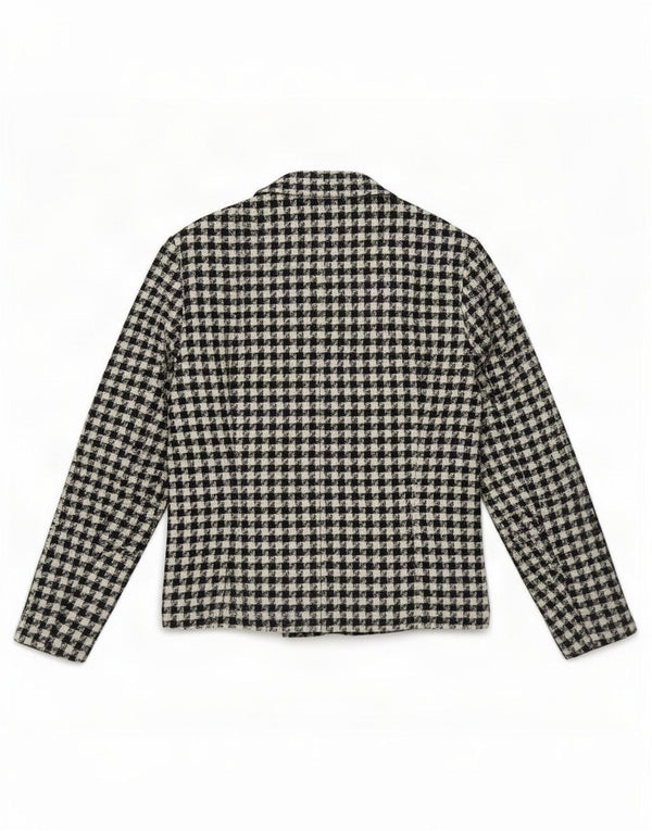Jaqueta blazer feminina Marks & Spencer com 4 botões Reino Unido 14 grande preto Houndstooth