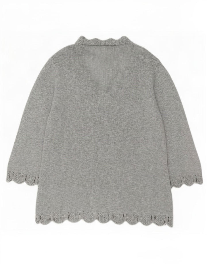 Suéter feminino Marks & Spencer de popeline com decote em V Reino Unido 16 grande cinza