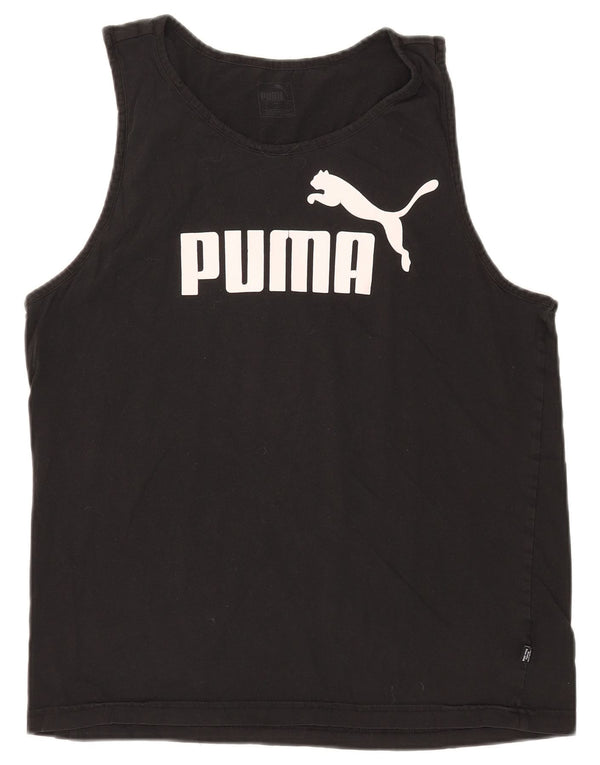 Puma Mens Graphic Vest Top Grande Algodão Preto