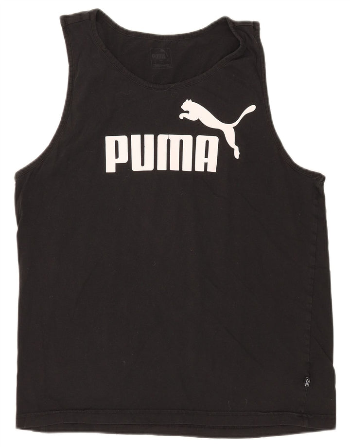 Puma Mens Graphic Vest Top Grande Algodão Preto