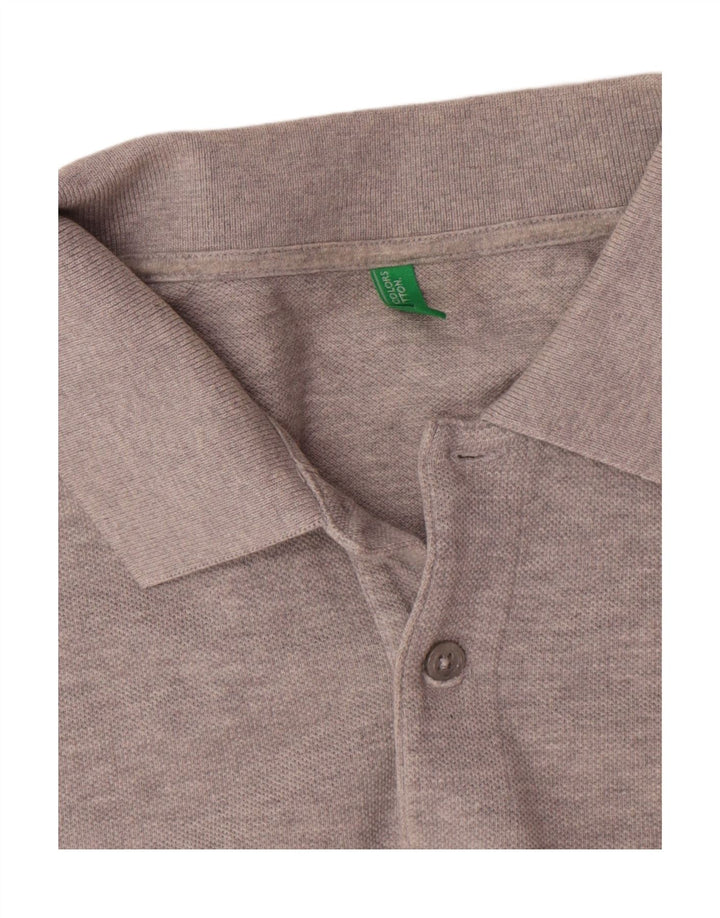 Camisa polo masculina Benetton cinza médio manchado