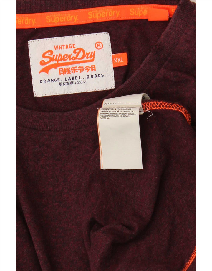 Superdry Mens Top Manga Longa 2XL Algodão Borgonha
