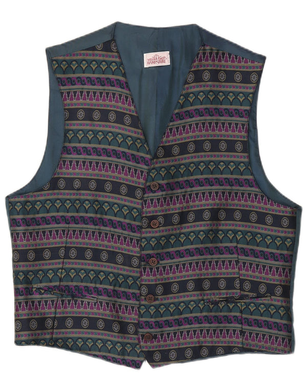 Colete masculino vintage XL azul marinho poliéster geométrico