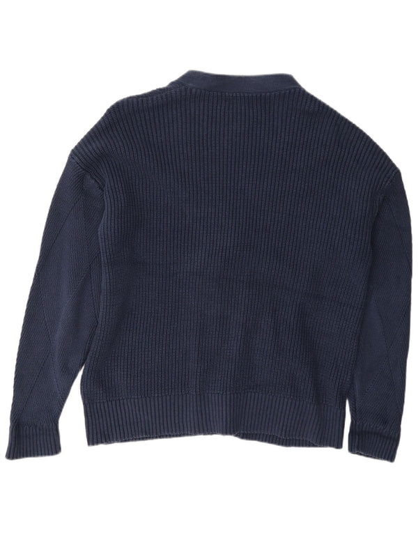 Suéter cardigã feminino Marks & Spencer Reino Unido 16 grande algodão azul marinho