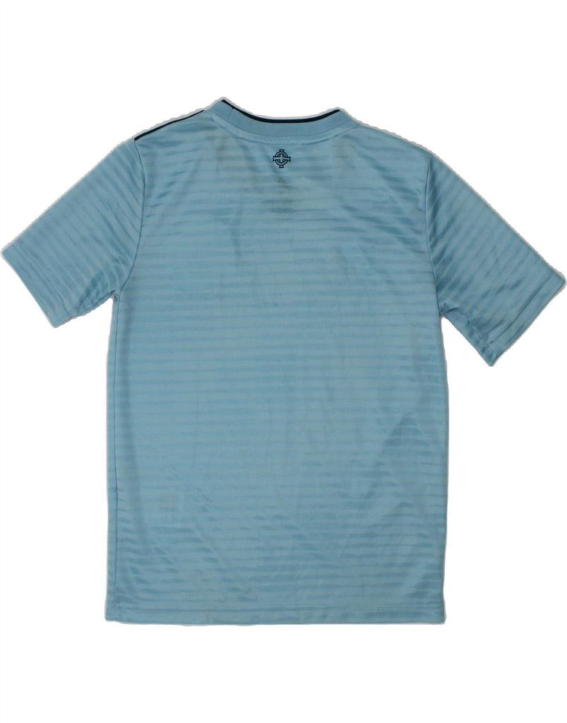 ADIDAS Boys Irish Football T-Shirt Top 9-10 Years Small  Blue Striped Vintage Adidas and Second-Hand Adidas from Messina Hembry 