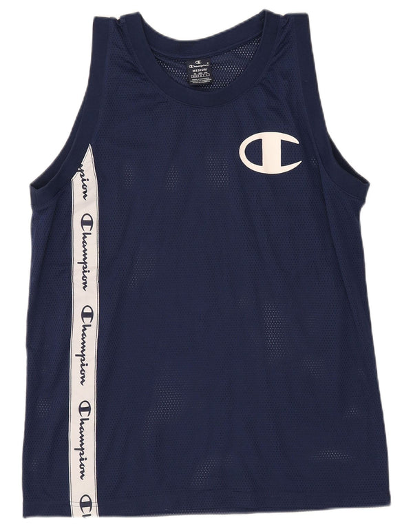 Champion Mens Jersey Top Medium Navy Blue Colourblock