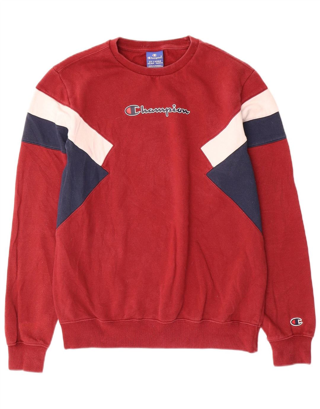 CHAMPION Meninos Moletom Jumper 15-16 Anos 2XL Vermelho Colorblock Algodão