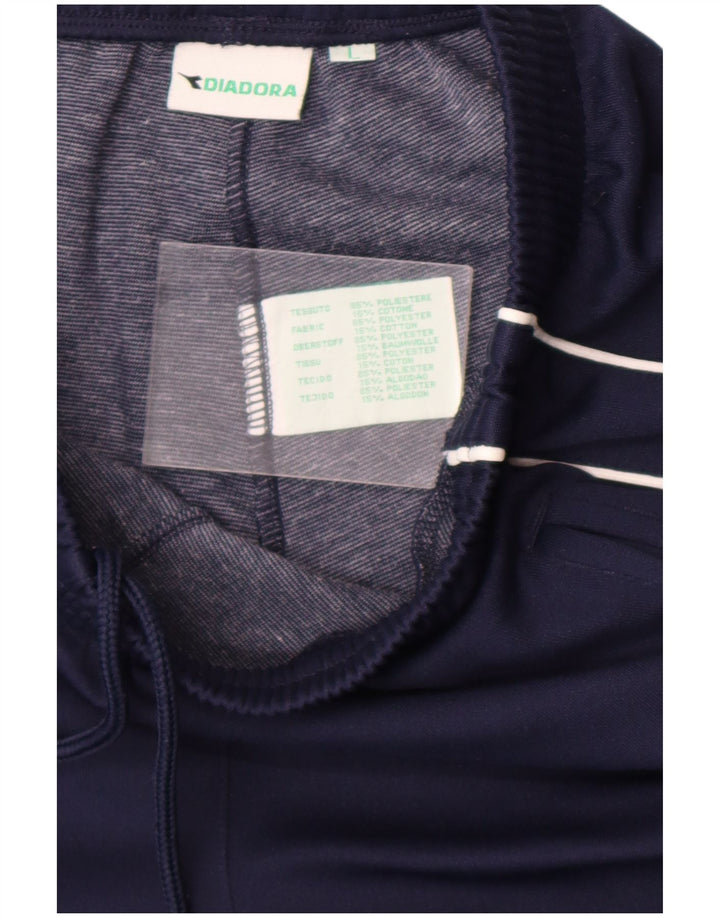 Calça de treino masculina Diadora Joggers grande poliéster azul marinho