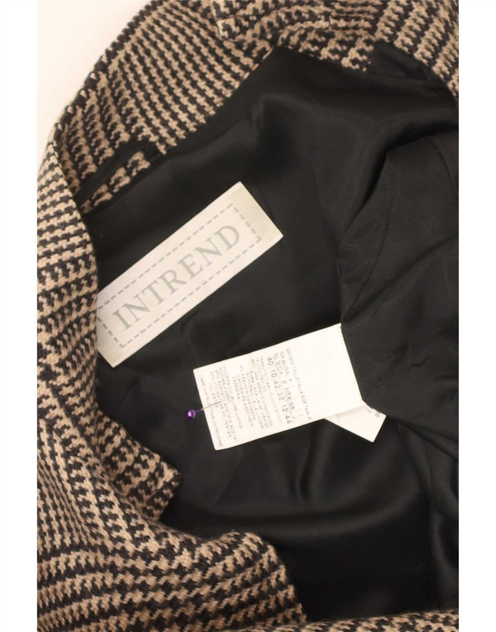 Jaqueta blazer feminina Intrend com zíper completo Reino Unido 12 médio marrom houndstooth