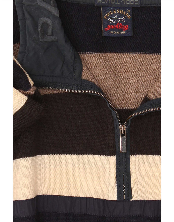 Suéter masculino Paul & Shark com zíper e gola XL listrado multicolorido