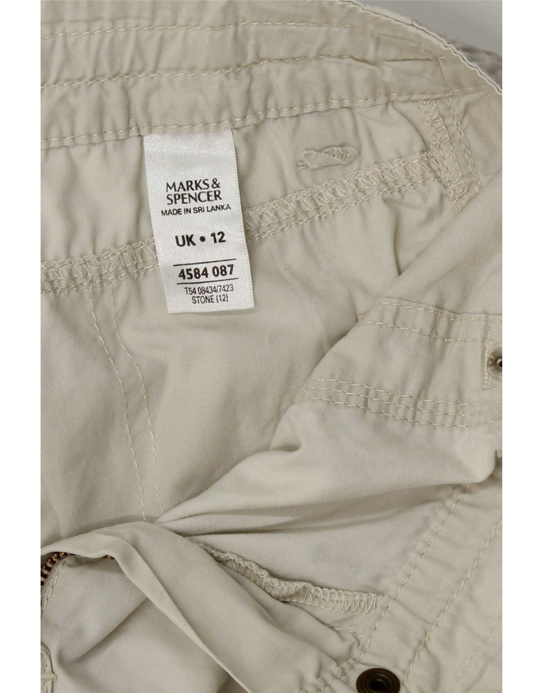 Shorts cargo feminino Marks & Spencer UK 12 médio W30 algodão bege