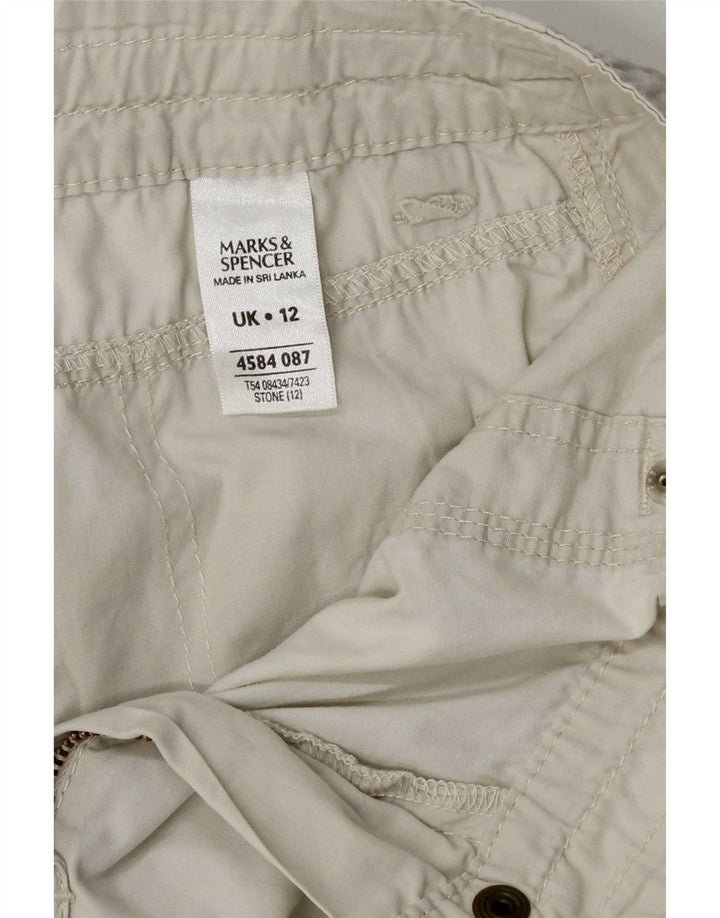 Shorts cargo feminino Marks & Spencer UK 12 médio W30 algodão bege