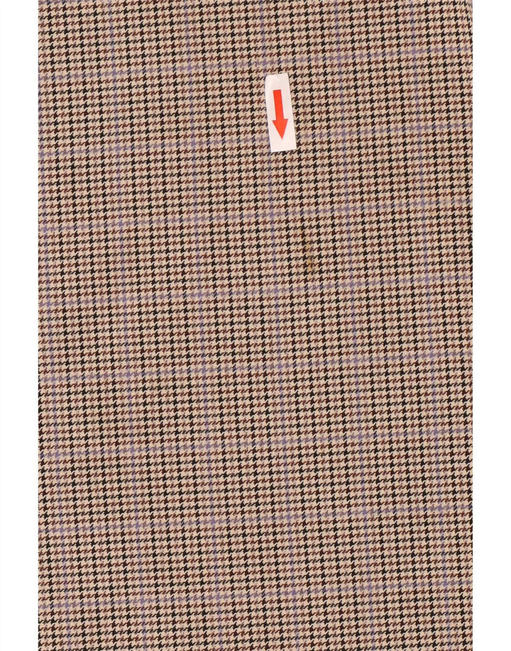 Blusa feminina de manga comprida Zara UK 14 poliéster marrom médio houndstooth