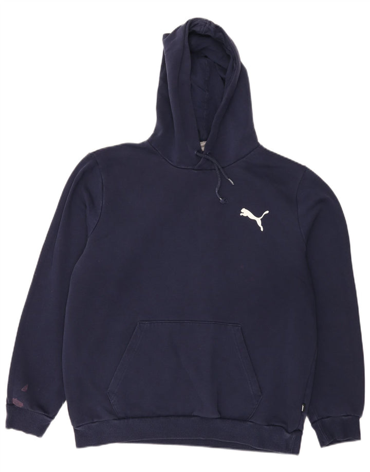 Puma moletom com capuz masculino grande algodão azul marinho