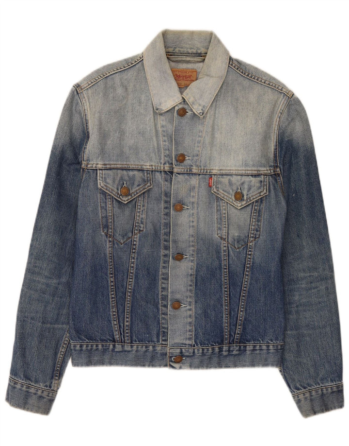 Jaqueta jeans masculina com lavagem ácida Levi's Reino Unido 38 algodão azul médio clássico