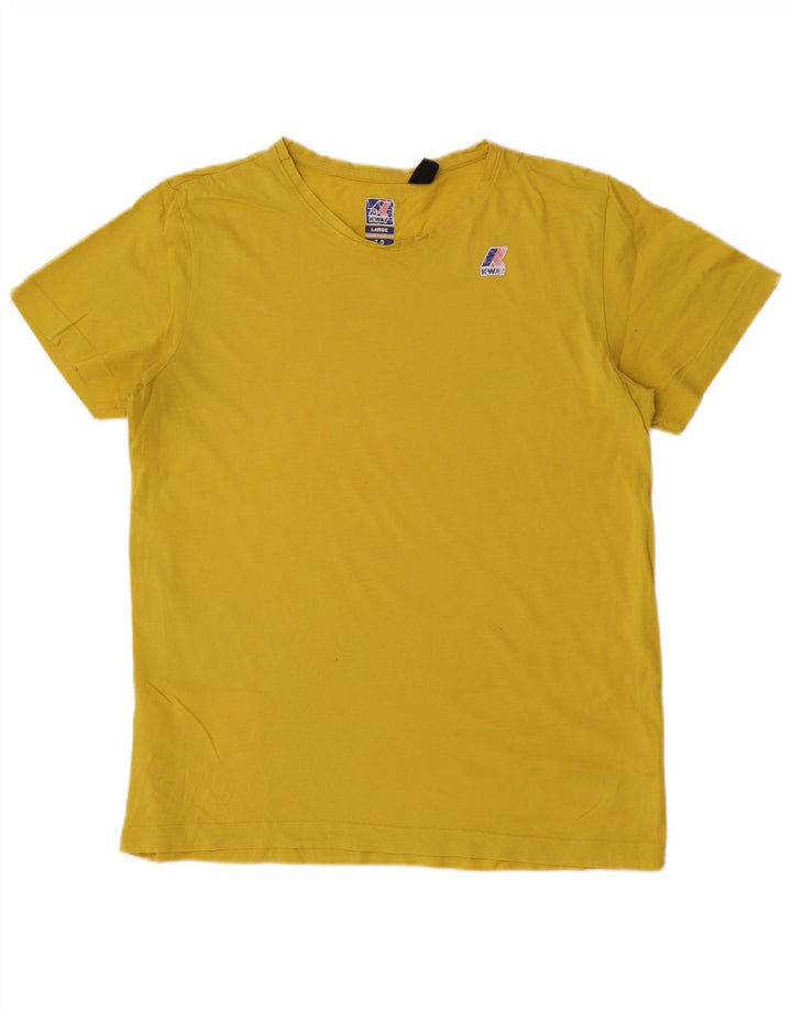 Camiseta masculina K-Way Top grande de algodão amarelo
