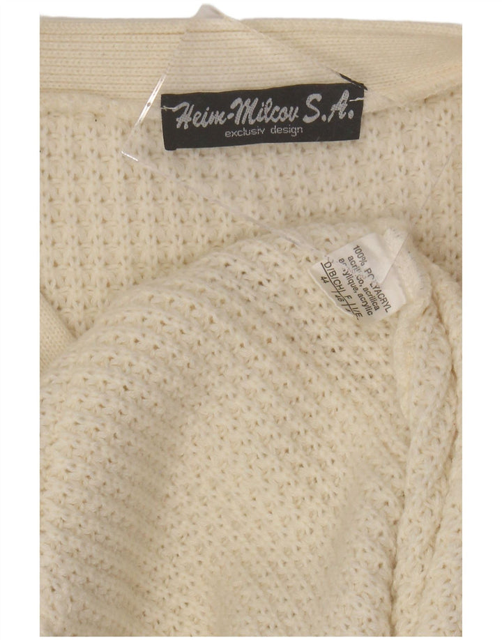 Suéter cardigã feminino VINTAGE IT 48 XL branco poliacrílico